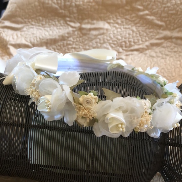 Ivory/Cream dainty Flower Girl head crown. One size fits all. - Picture 6 of 12